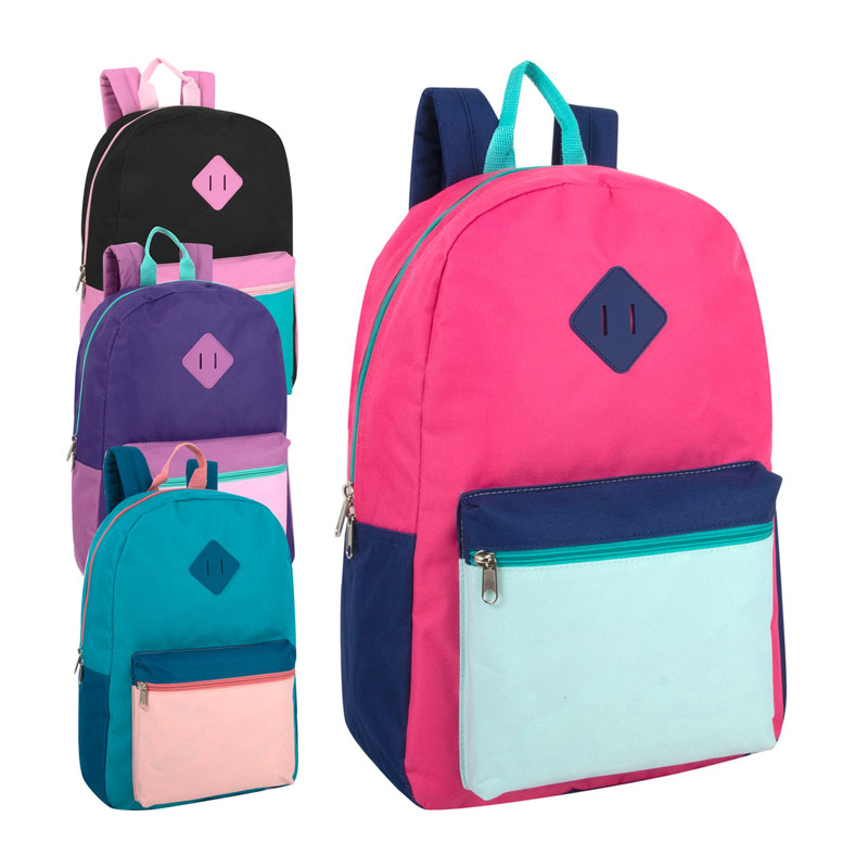 Mochila colorida com design de vários bolsos de 17 polegadas