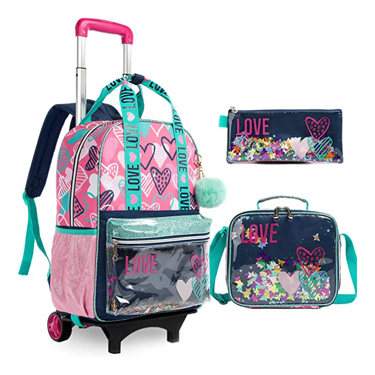 Conjunto de bolsa trolley 3 em 1 para meninas