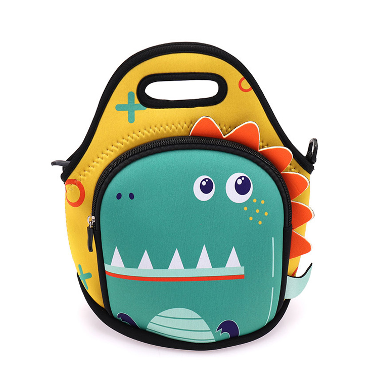 Saco de almoço infantil dobrável de neoprene de crocodilo para crianças em idade pré-escolar